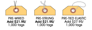 Pre-Wired, Pre-Strung, & Pre-Tied Elastic Shipping Tags