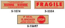 Warning, Fragile, and If Seal is Broken Kraft Tape